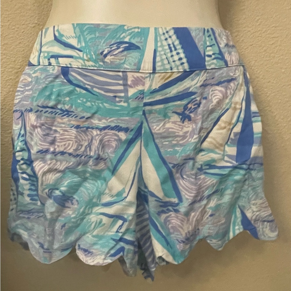 Lilly Pulitzer Dahila Cervena Shorts Scalloped Hem Size S pre owned